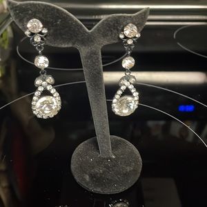 Mocha Clear Drop Rhinestone Stud Earrings